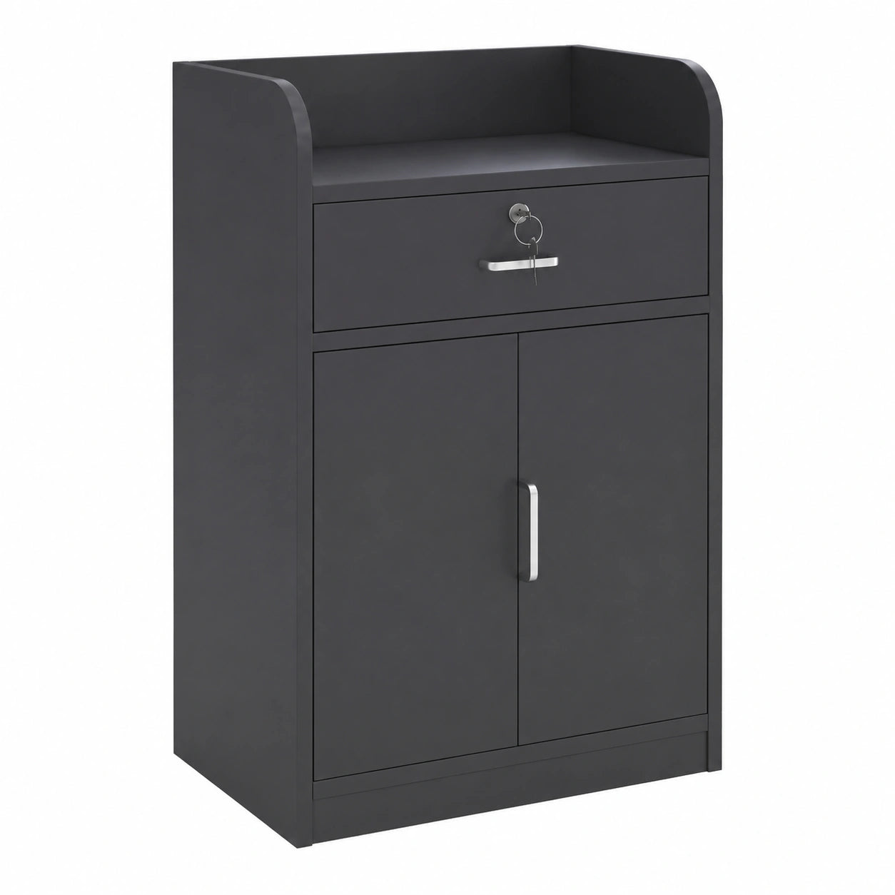 Platzsparender Empfangstisch mit abschließbaren Schubladen, stilvolles Design für Büro und Salon, 60 cm, Schwarz