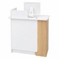 Eleganter LED-Empfangstisch in Weiß und Holz, 80 cm - Modernes Design für Zuhause und Büro