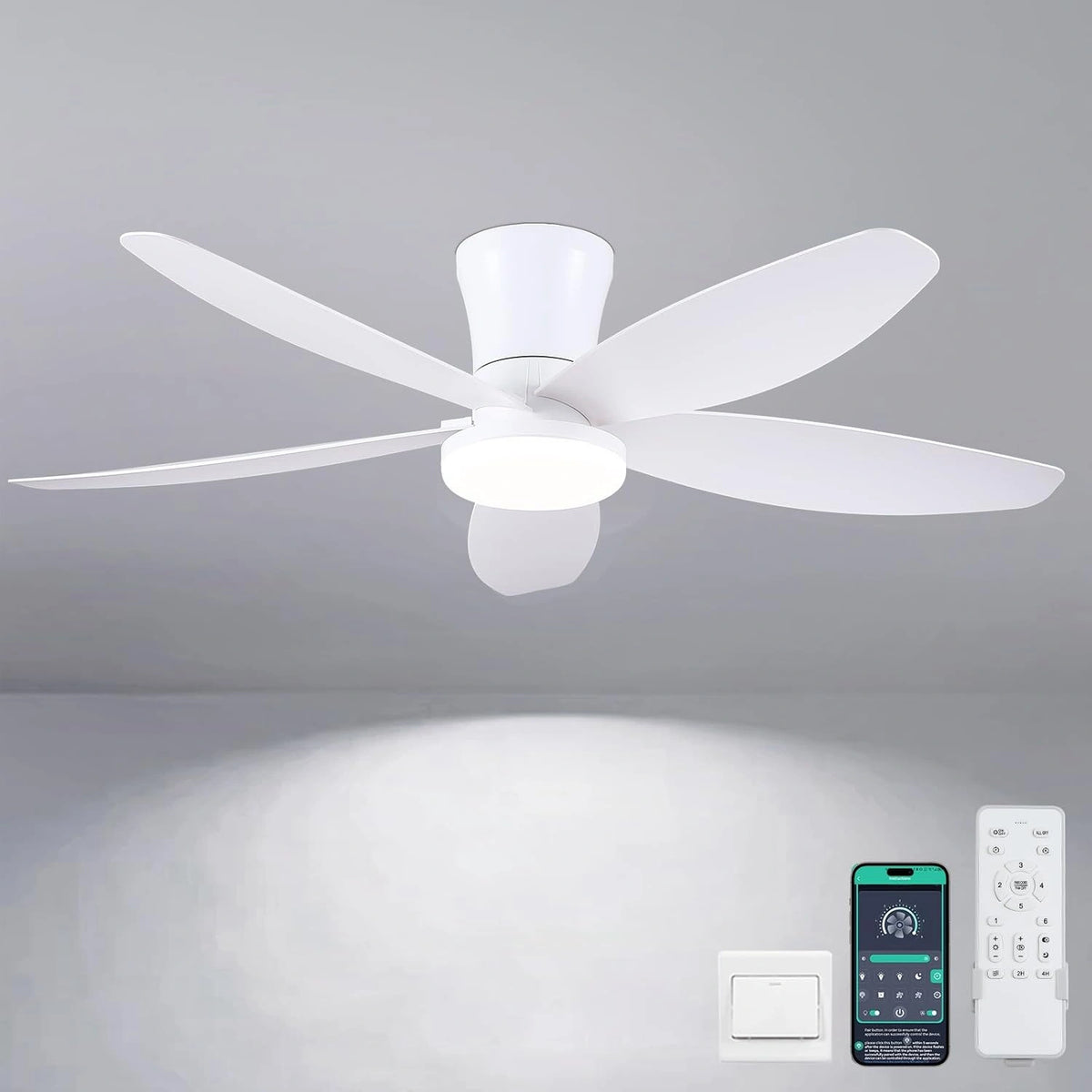 Surtime Deckenventilator, Fernbedienung, Weiß
