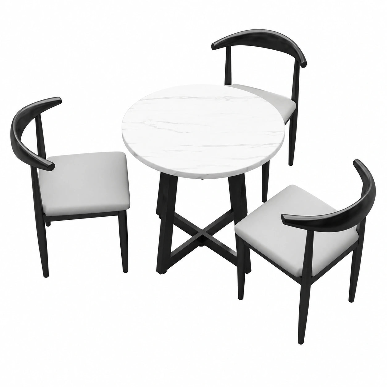 Moderner Besprechungstisch mit Stühlen, hellgrau, 1 Tisch + 3 komfortable Stühle