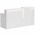Eleganter Empfangstresen mit Beleuchtung und Stauraum für Salons und Modegeschäfte, schwarzes Design
