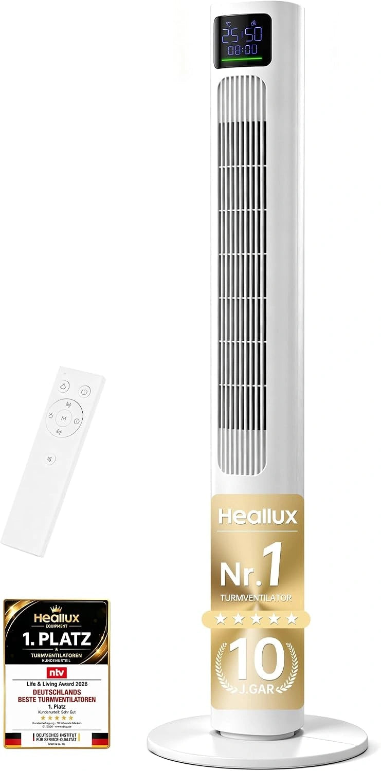 HEALLUX Turmventilator Turmventilator 115, Fernbedienung, Weiß