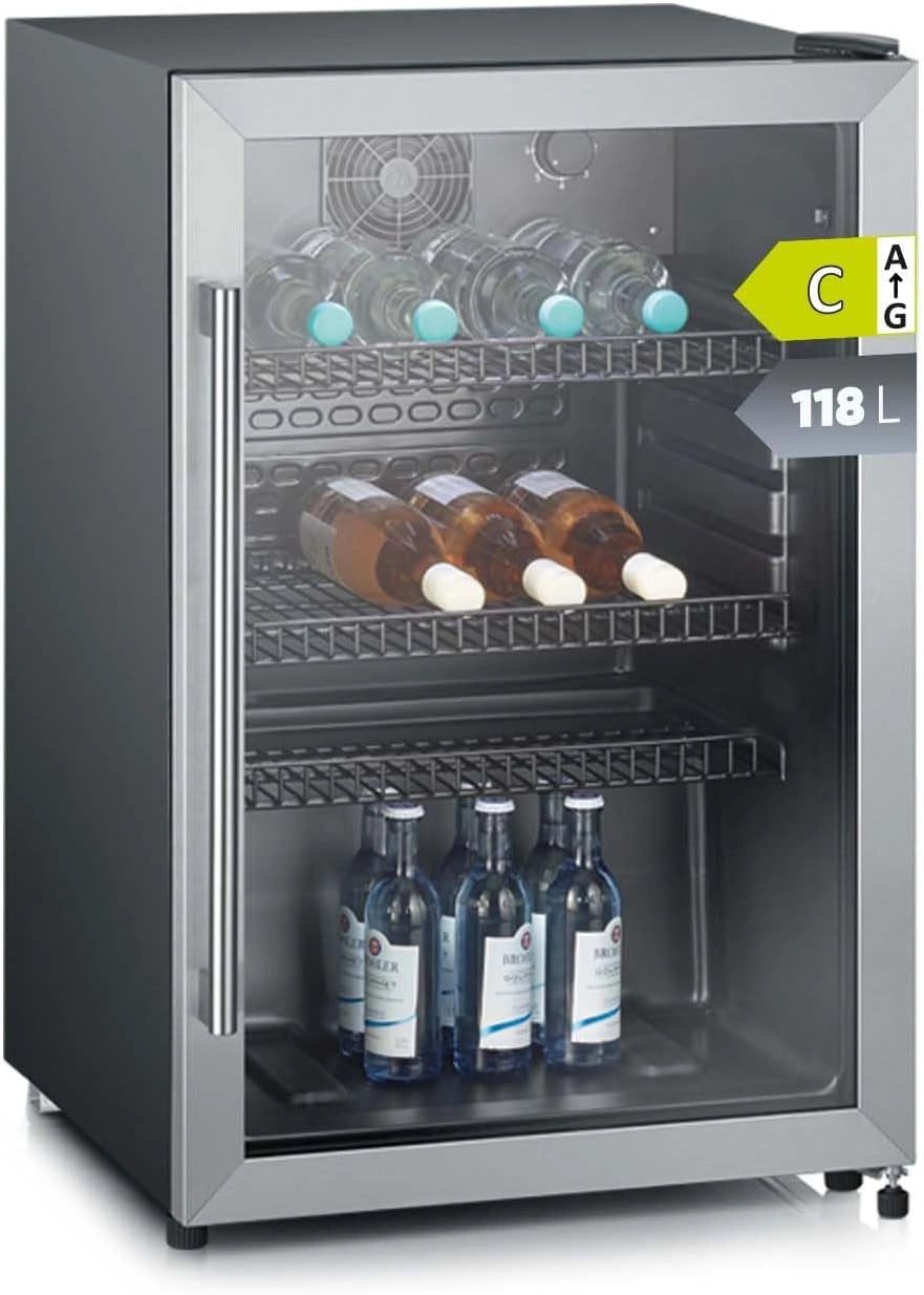 SEVERIN Kühlschrank, 118 L, Schwarz und Silber