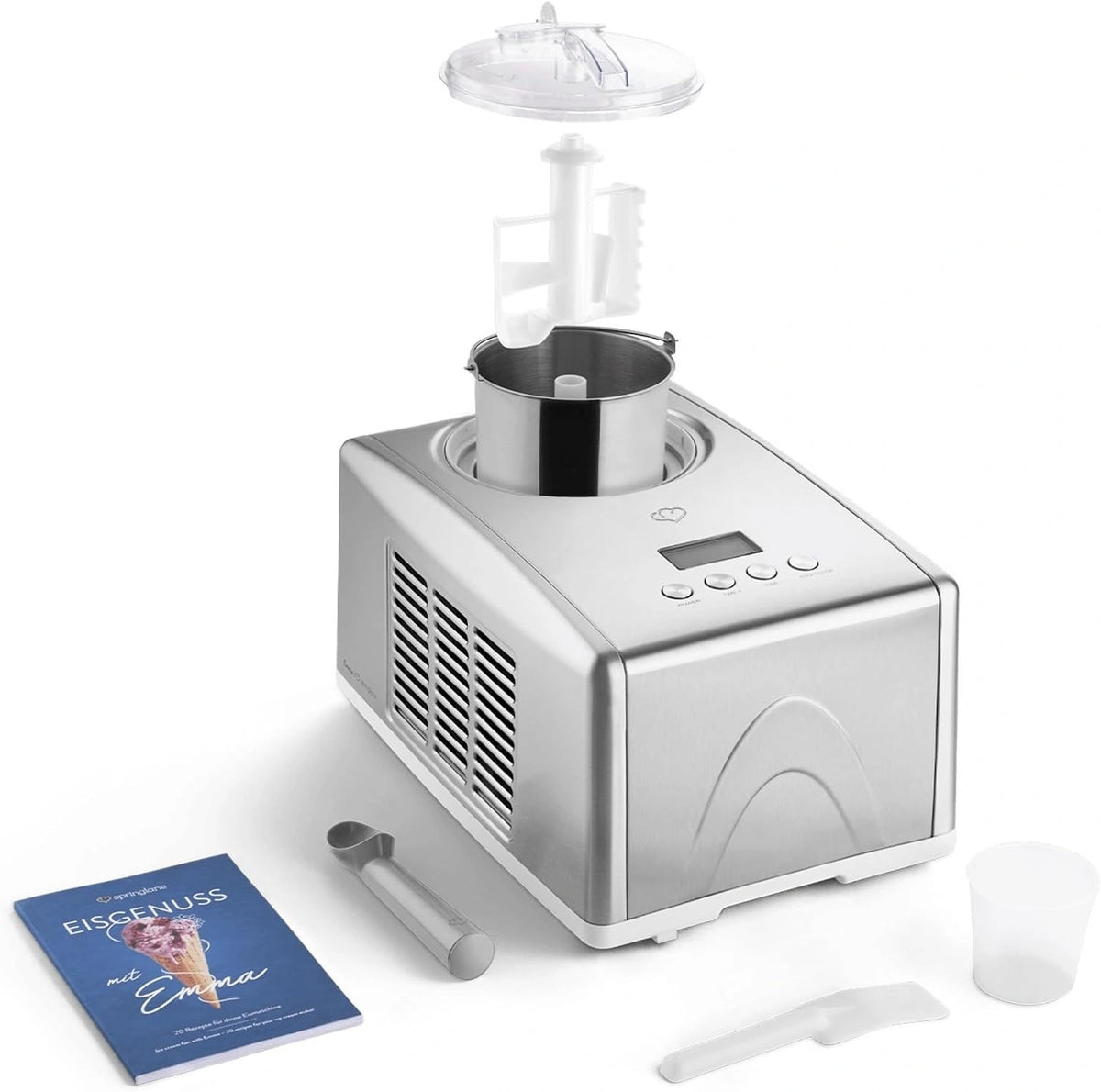 Springlane Kitchen Eismaschine, 1.5 L, Edelstahl, Silber