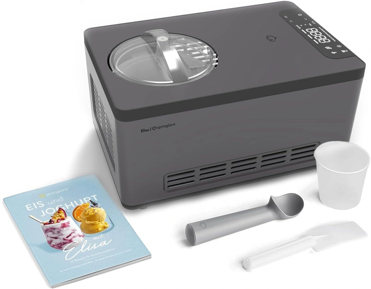 Springlane Kitchen Eismaschine, 2.0 L, Heizfunktion, Edelstahl, Anthrazit