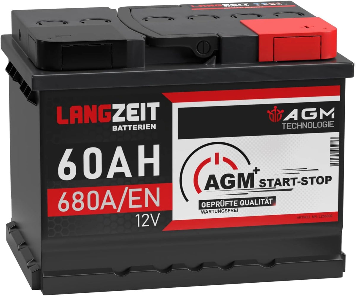 LANGZEIT Batterien Akku 680A/EN, 60 Ah, 12 V