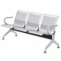 Ergonomische 3-Sitzer-Wartebank mit Armlehnen – Graue Sitzmöbel für Empfangsbereiche in Flughäfen und Krankenhäusern