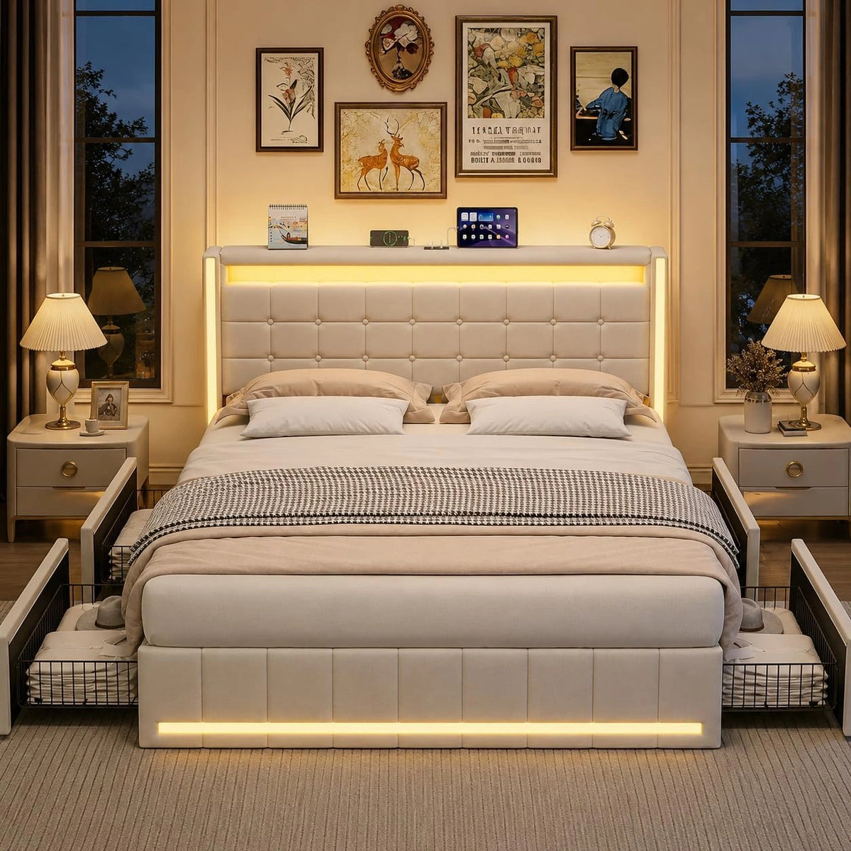 BRILVERDE Bett 180x200, Beige