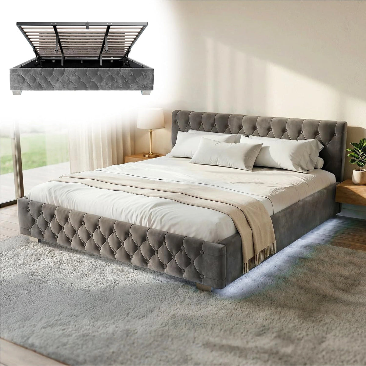 Juskys Bett 180x200, Grau