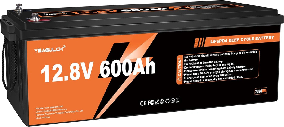 yeagulch Akku LiFePO4, 7680 Wh, 600 Ah, 12 V