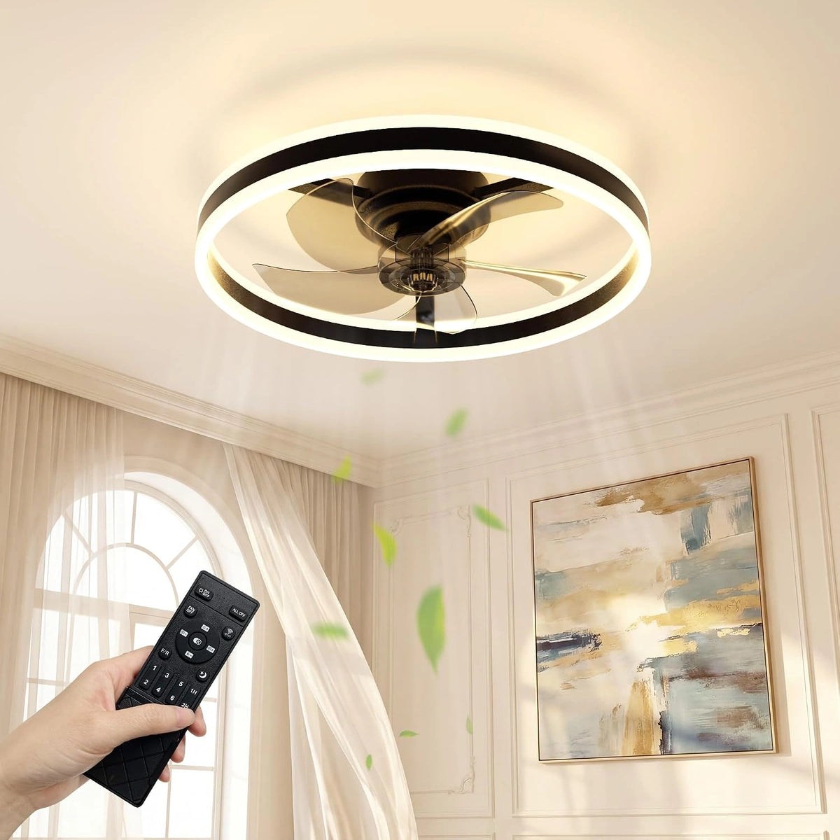 NIORSUN Deckenventilator, Fernbedienung, Schwarz