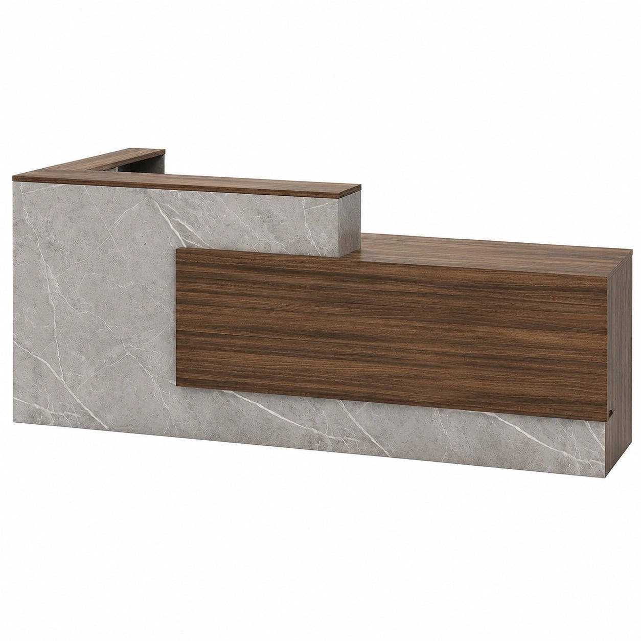 Eleganter L-förmiger Empfangstresen aus Holz mit Tastaturanlage