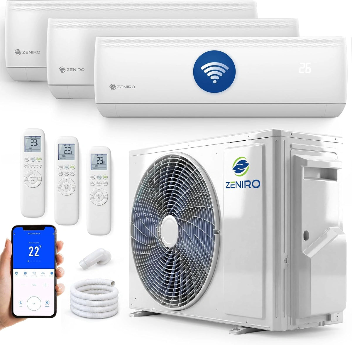 Zeniro Klimaanlage, 21000 BTU, WLAN, Heizfunktion