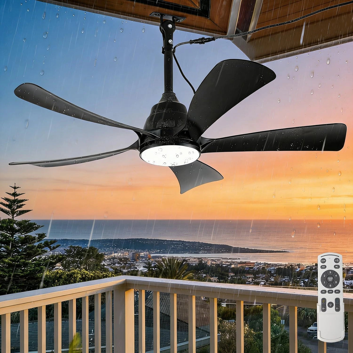 DTSDWA Deckenventilator, Fernbedienung, Schwarz
