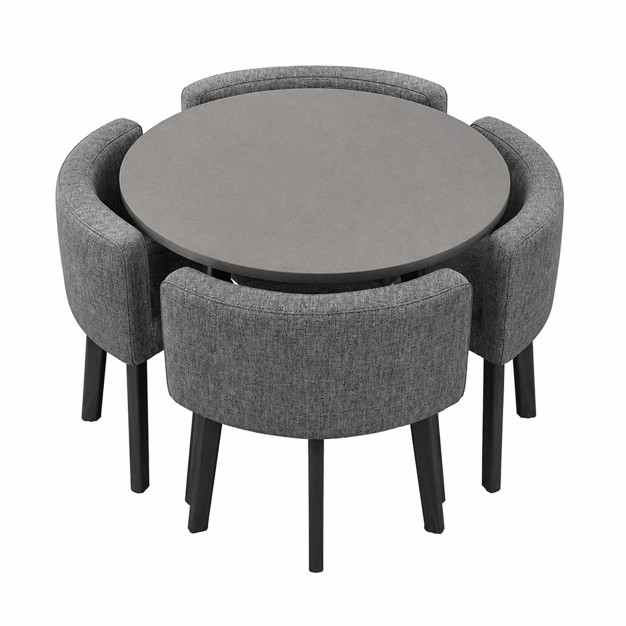 4-Personen Essgruppe mit Stühlen – Elegantes Tischset für Büro, Küche und Konferenzraum, Rundes Design