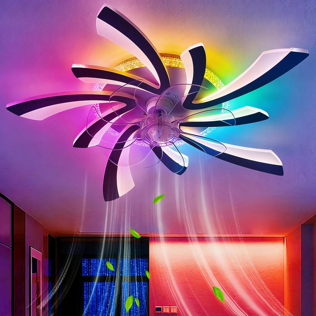 GWYAJTU Deckenventilator, Fernbedienung, Schwarz