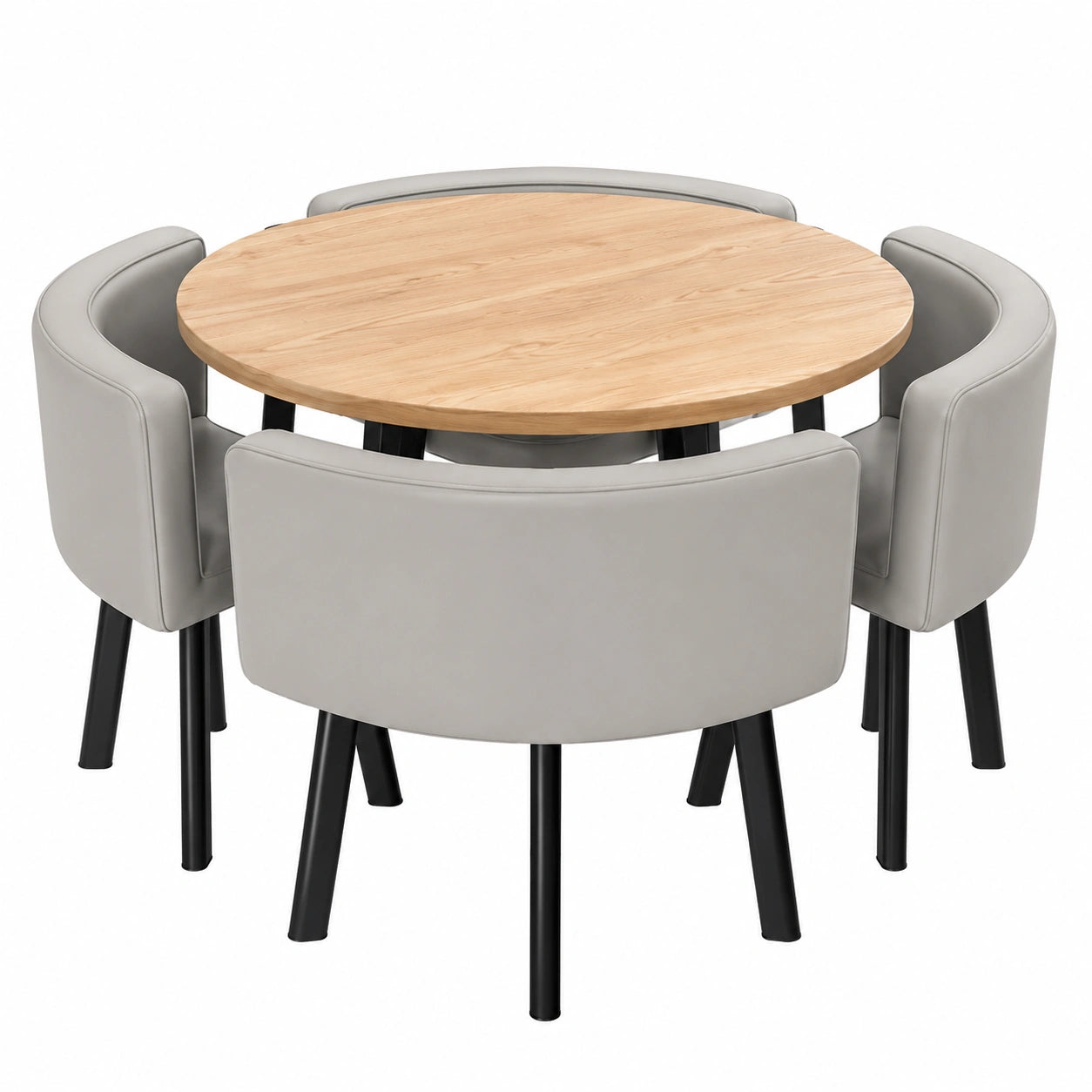 Elegantes Esszimmer-Set: Runder Tisch mit 4 Stühlen, 80 cm, aus Holz