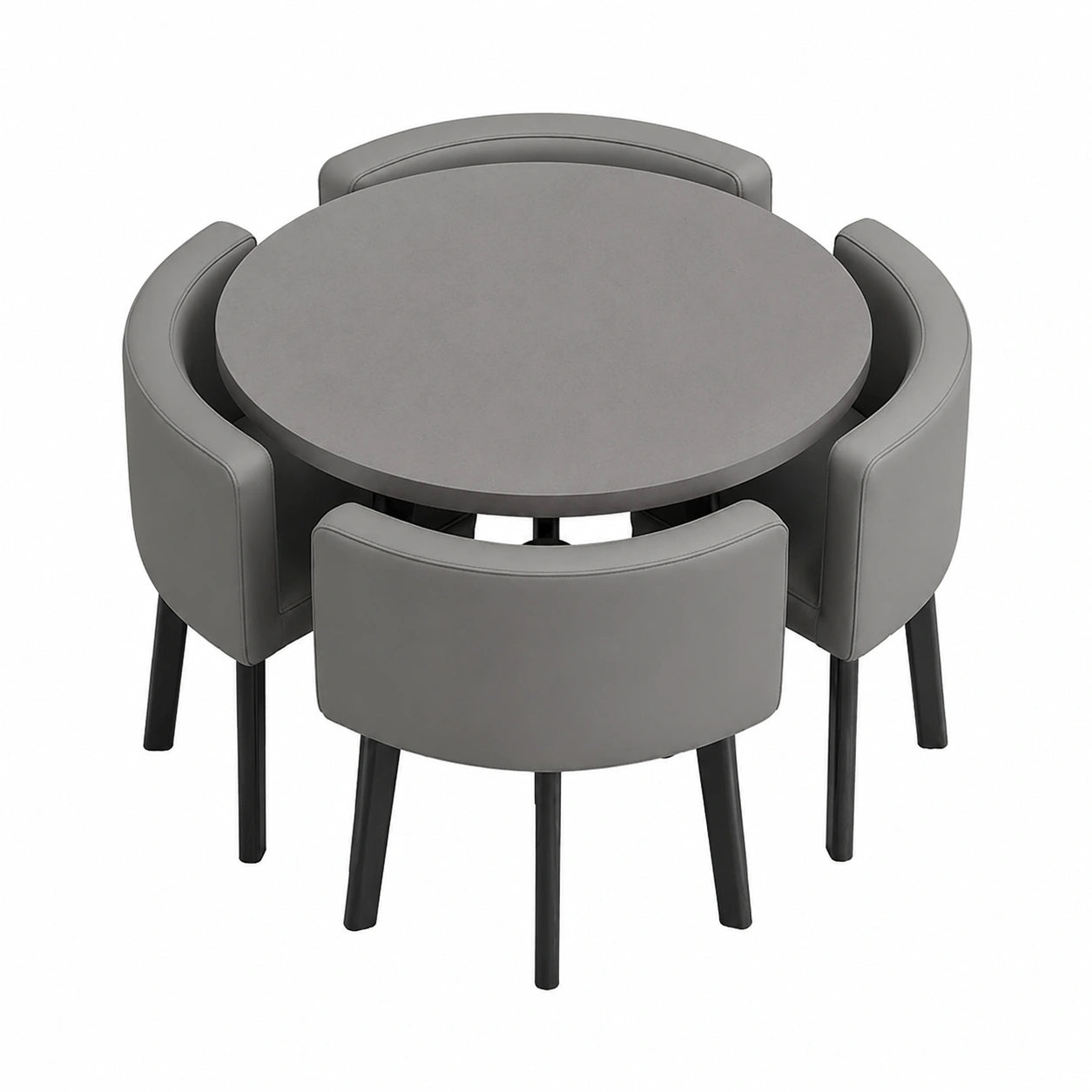 Rundes Esstisch-Set mit 4 Stühlen, platzsparend, 90x90x75 cm, Stoffpolster, ideal für Zuhause & Büro